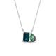 1 - Arika 1.19 ctw Emerald Shape London Blue Topaz with Pear Shape Created Alexandrite Toi Et Moi Women Pendant Necklace 