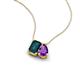 3 - Arika 1.10 ctw Emerald Shape London Blue Topaz with Pear Shape Amethyst Toi Et Moi Women Pendant Necklace 