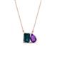 1 - Arika 1.10 ctw Emerald Shape London Blue Topaz with Pear Shape Amethyst Toi Et Moi Women Pendant Necklace 