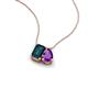 3 - Arika 1.10 ctw Emerald Shape London Blue Topaz with Pear Shape Amethyst Toi Et Moi Women Pendant Necklace 