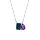 1 - Arika 1.10 ctw Emerald Shape London Blue Topaz with Pear Shape Amethyst Toi Et Moi Women Pendant Necklace 