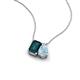 3 - Arika 1.05 ctw Emerald Shape London Blue Topaz with Pear Shape Aquamarine Toi Et Moi Women Pendant Necklace 