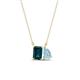 1 - Arika 1.05 ctw Emerald Shape London Blue Topaz with Pear Shape Aquamarine Toi Et Moi Women Pendant Necklace 