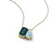3 - Arika 1.05 ctw Emerald Shape London Blue Topaz with Pear Shape Aquamarine Toi Et Moi Women Pendant Necklace 