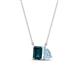 1 - Arika 1.05 ctw Emerald Shape London Blue Topaz with Pear Shape Aquamarine Toi Et Moi Women Pendant Necklace 