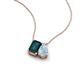 3 - Arika 1.05 ctw Emerald Shape London Blue Topaz with Pear Shape Aquamarine Toi Et Moi Women Pendant Necklace 