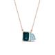 1 - Arika 1.05 ctw Emerald Shape London Blue Topaz with Pear Shape Aquamarine Toi Et Moi Women Pendant Necklace 