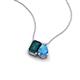 3 - Arika 1.20 ctw Emerald Shape London Blue Topaz with Pear Shape Blue Topaz Toi Et Moi Women Pendant Necklace 