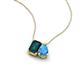 3 - Arika 1.20 ctw Emerald Shape London Blue Topaz with Pear Shape Blue Topaz Toi Et Moi Women Pendant Necklace 