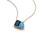 3 - Arika 1.20 ctw Emerald Shape London Blue Topaz with Pear Shape Blue Topaz Toi Et Moi Women Pendant Necklace 