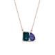 1 - Arika 1.05 ctw Emerald Shape London Blue Topaz with Pear Shape Iolite Toi Et Moi Women Pendant Necklace 