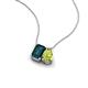 3 - Arika 1.20 ctw Emerald Shape London Blue Topaz with Pear Shape Peridot Toi Et Moi Women Pendant Necklace 