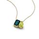 3 - Arika 1.20 ctw Emerald Shape London Blue Topaz with Pear Shape Peridot Toi Et Moi Women Pendant Necklace 