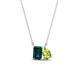 1 - Arika 1.20 ctw Emerald Shape London Blue Topaz with Pear Shape Peridot Toi Et Moi Women Pendant Necklace 
