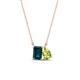 1 - Arika 1.20 ctw Emerald Shape London Blue Topaz with Pear Shape Peridot Toi Et Moi Women Pendant Necklace 