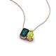 3 - Arika 1.20 ctw Emerald Shape London Blue Topaz with Pear Shape Peridot Toi Et Moi Women Pendant Necklace 