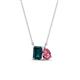 1 - Arika 1.15 ctw Emerald Shape London Blue Topaz with Pear Shape Pink Tourmaline Toi Et Moi Women Pendant Necklace 