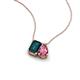 3 - Arika 1.15 ctw Emerald Shape London Blue Topaz with Pear Shape Pink Tourmaline Toi Et Moi Women Pendant Necklace 