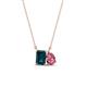 1 - Arika 1.15 ctw Emerald Shape London Blue Topaz with Pear Shape Pink Tourmaline Toi Et Moi Women Pendant Necklace 