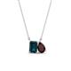 1 - Arika 1.25 ctw Emerald Shape London Blue Topaz with Pear Shape Red Garnet Toi Et Moi Women Pendant Necklace 