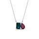 1 - Arika 1.25 ctw Emerald Shape London Blue Topaz with Pear Shape Rhodolite Garnet Toi Et Moi Women Pendant Necklace 