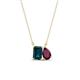 1 - Arika 1.25 ctw Emerald Shape London Blue Topaz with Pear Shape Rhodolite Garnet Toi Et Moi Women Pendant Necklace 