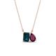 1 - Arika 1.25 ctw Emerald Shape London Blue Topaz with Pear Shape Rhodolite Garnet Toi Et Moi Women Pendant Necklace 