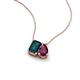 3 - Arika 1.25 ctw Emerald Shape London Blue Topaz with Pear Shape Rhodolite Garnet Toi Et Moi Women Pendant Necklace 