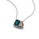 3 - Arika 1.05 ctw Emerald Shape London Blue Topaz with Pear Shape Smoky Quartz Toi Et Moi Women Pendant Necklace 