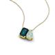 3 - Arika 0.95 ctw Emerald Shape London Blue Topaz with Pear Shape Opal Toi Et Moi Women Pendant Necklace 