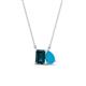 1 - Arika 0.95 ctw Emerald Shape London Blue Topaz with Pear Shape Turquoise Toi Et Moi Women Pendant Necklace 