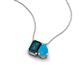3 - Arika 0.95 ctw Emerald Shape London Blue Topaz with Pear Shape Turquoise Toi Et Moi Women Pendant Necklace 