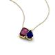 3 - Arika 1.20 ctw Emerald Shape Rhodolite Garnet with Pear Shape Created Blue Sapphire Toi Et Moi Women Pendant Necklace 