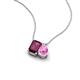 3 - Arika 1.20 ctw Emerald Shape Rhodolite Garnet with Pear Shape Created Pink Sapphire Toi Et Moi Women Pendant Necklace 