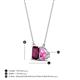 4 - Arika 1.20 ctw Emerald Shape Rhodolite Garnet with Pear Shape Created Pink Sapphire Toi Et Moi Women Pendant Necklace 