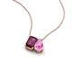 3 - Arika 1.20 ctw Emerald Shape Rhodolite Garnet with Pear Shape Created Pink Sapphire Toi Et Moi Women Pendant Necklace 