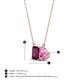 4 - Arika 1.20 ctw Emerald Shape Rhodolite Garnet with Pear Shape Created Pink Sapphire Toi Et Moi Women Pendant Necklace 