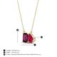 4 - Arika 1.20 ctw Emerald Shape Rhodolite Garnet with Pear Shape Created Ruby Toi Et Moi Women Pendant Necklace 