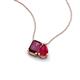 3 - Arika 1.20 ctw Emerald Shape Rhodolite Garnet with Pear Shape Created Ruby Toi Et Moi Women Pendant Necklace 