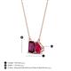 4 - Arika 1.20 ctw Emerald Shape Rhodolite Garnet with Pear Shape Created Ruby Toi Et Moi Women Pendant Necklace 