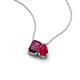3 - Arika 1.20 ctw Emerald Shape Rhodolite Garnet with Pear Shape Created Ruby Toi Et Moi Women Pendant Necklace 