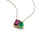 3 - Arika 1.08 ctw Emerald Shape Rhodolite Garnet with Pear Shape Created Emerald Toi Et Moi Women Pendant Necklace 