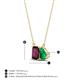 4 - Arika 1.08 ctw Emerald Shape Rhodolite Garnet with Pear Shape Created Emerald Toi Et Moi Women Pendant Necklace 