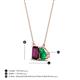4 - Arika 1.08 ctw Emerald Shape Rhodolite Garnet with Pear Shape Created Emerald Toi Et Moi Women Pendant Necklace 