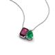 3 - Arika 1.08 ctw Emerald Shape Rhodolite Garnet with Pear Shape Created Emerald Toi Et Moi Women Pendant Necklace 
