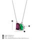 4 - Arika 1.08 ctw Emerald Shape Rhodolite Garnet with Pear Shape Created Emerald Toi Et Moi Women Pendant Necklace 