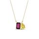 1 - Arika 1.20 ctw Emerald Shape Rhodolite Garnet with Pear Shape Created Yellow Sapphire Toi Et Moi Women Pendant Necklace 