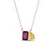 1 - Arika 1.20 ctw Emerald Shape Rhodolite Garnet with Pear Shape Created Yellow Sapphire Toi Et Moi Women Pendant Necklace 