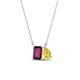 1 - Arika 1.20 ctw Emerald Shape Rhodolite Garnet with Pear Shape Created Yellow Sapphire Toi Et Moi Women Pendant Necklace 