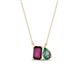 1 - Arika 1.24 ctw Emerald Shape Rhodolite Garnet with Pear Shape Created Alexandrite Toi Et Moi Women Pendant Necklace 